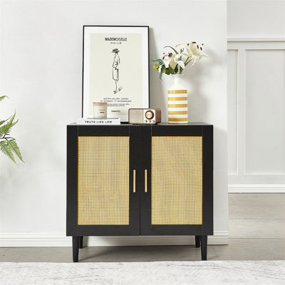 Modern Rattan Door Sideboard Buffet Cabinet with Adjustable Shelves and Spacious Storage by Breakwater Bay