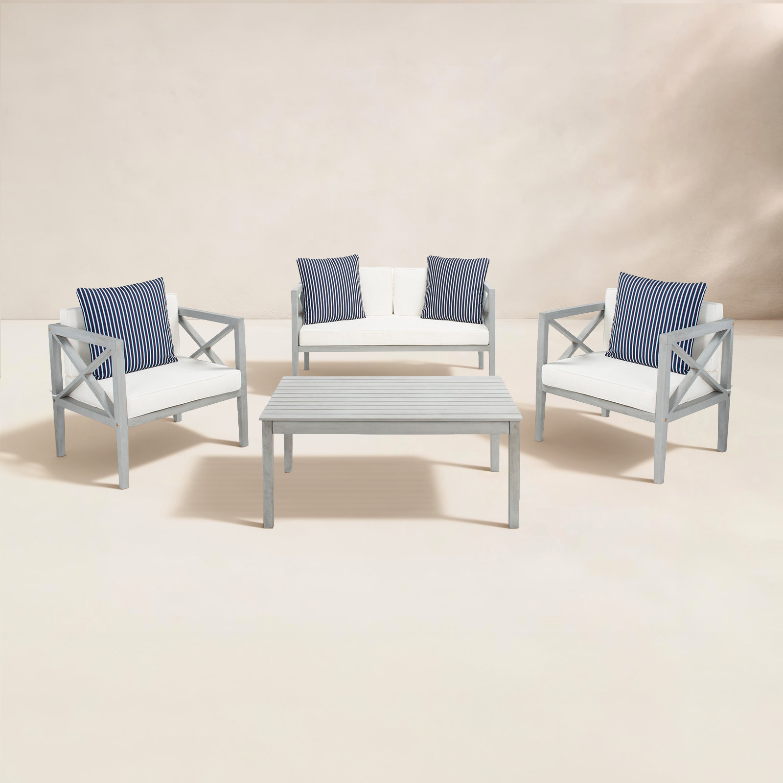 Mondovi Eucalyptus 4 - Person Patio Conversation Set with Cushions, Gray