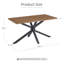 55.1" Brown Wood Grain Rectangular Dining Table With Black Metal Base For Kitchen, Dining Room, Living Room