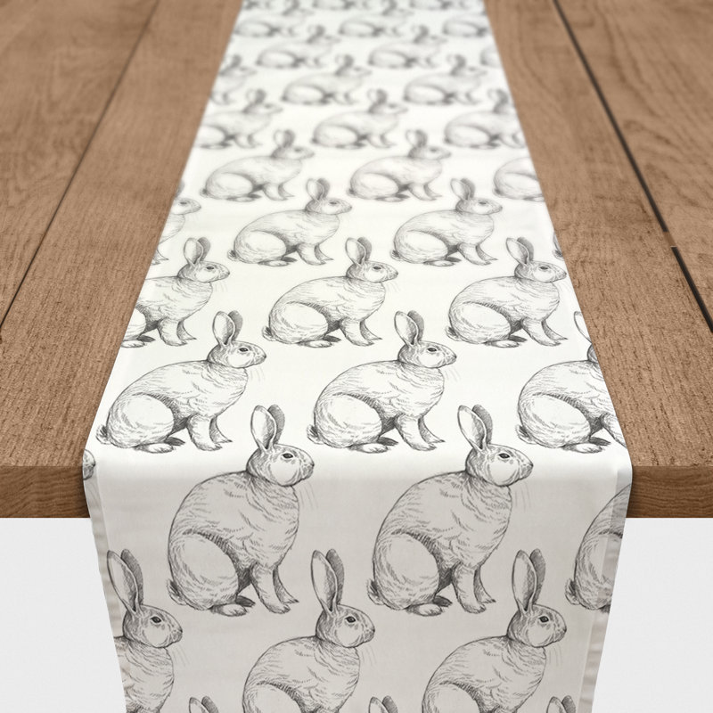 Chemin de table lapin Savarese, 72 po x 16 po, Rose, Imprimé animalier 5