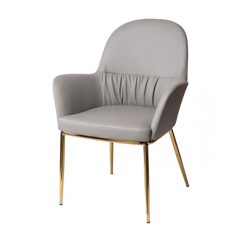 Fauteuil d'appoint moderne de 26 po Cid, siège rembourré, similicuir végétalien, gris