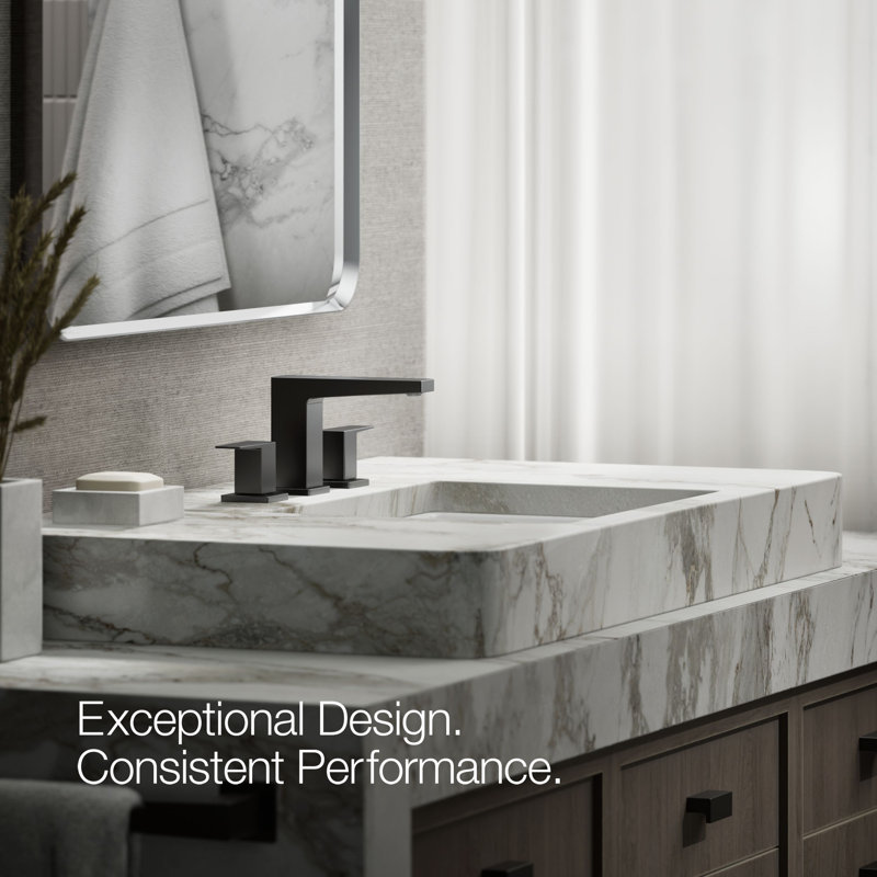 Kohler Honesty Widespread Bathroom Faucet with Pop-Up Drain Assembly, 3-Hole 2-Handle Bathroom Sink Faucet, 1.2 gpm