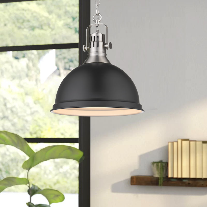 Barabo 1 - Light Dome Pendant, Black, 90.4" H x 14" W x 14" D