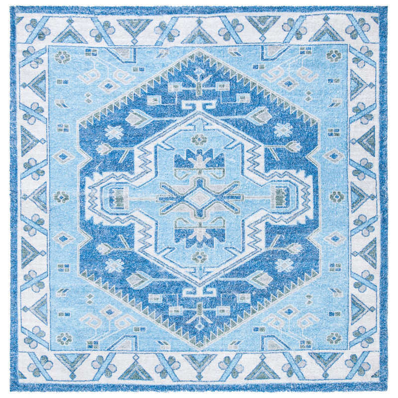 Blessen Hand Loomed Performance Oriental Rug, Square 6'