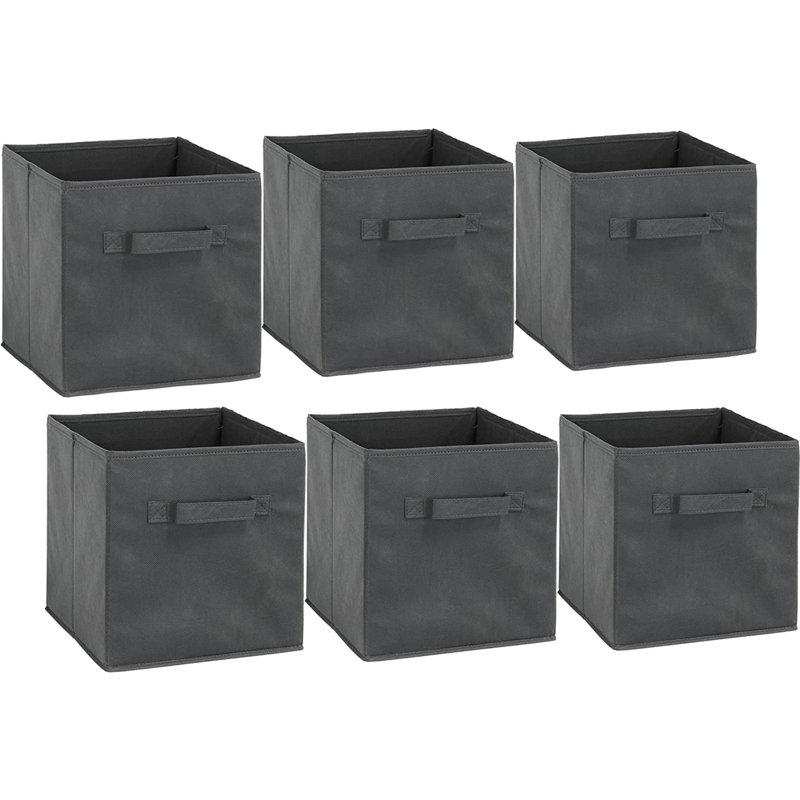 Ensemble de bacs de rangement en tissu, Gris foncé