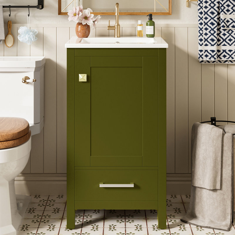 18'' Bathroom Vanity With Ceramic Top, Green