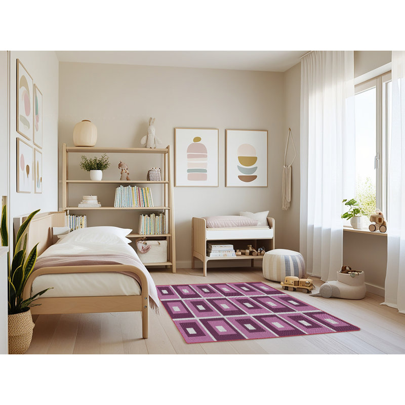 Tapis de zone mauve à motifs, Rectangle 4 pi x 6 pi