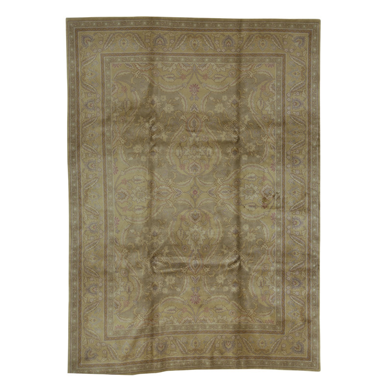 Savonnerie Wool Oriental Area Rug in Brown