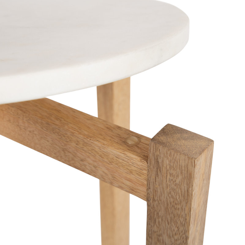 Round Tiered Marble Side Table, Natural
