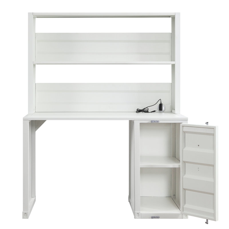 Bureau d'écriture blanc avec huche, Blanc