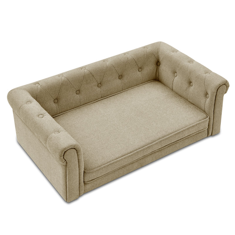 Elevated Rectangle Dog Bed For Small/Medium Dogs - Durable, Comfortable Beige Pet Sofa Couch, Beige
