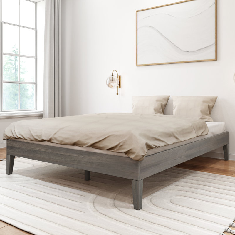 Lit plateforme en bois massif Arikah, Driftwood, Grand