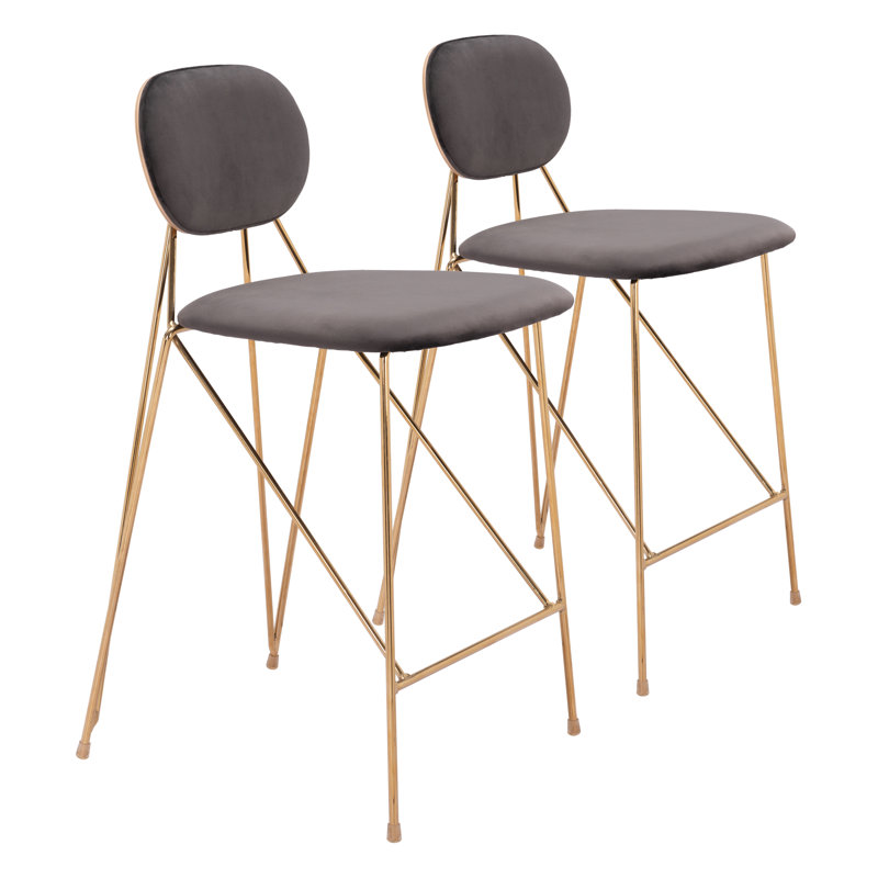 Upholstered Counter Stool with Steel Frame