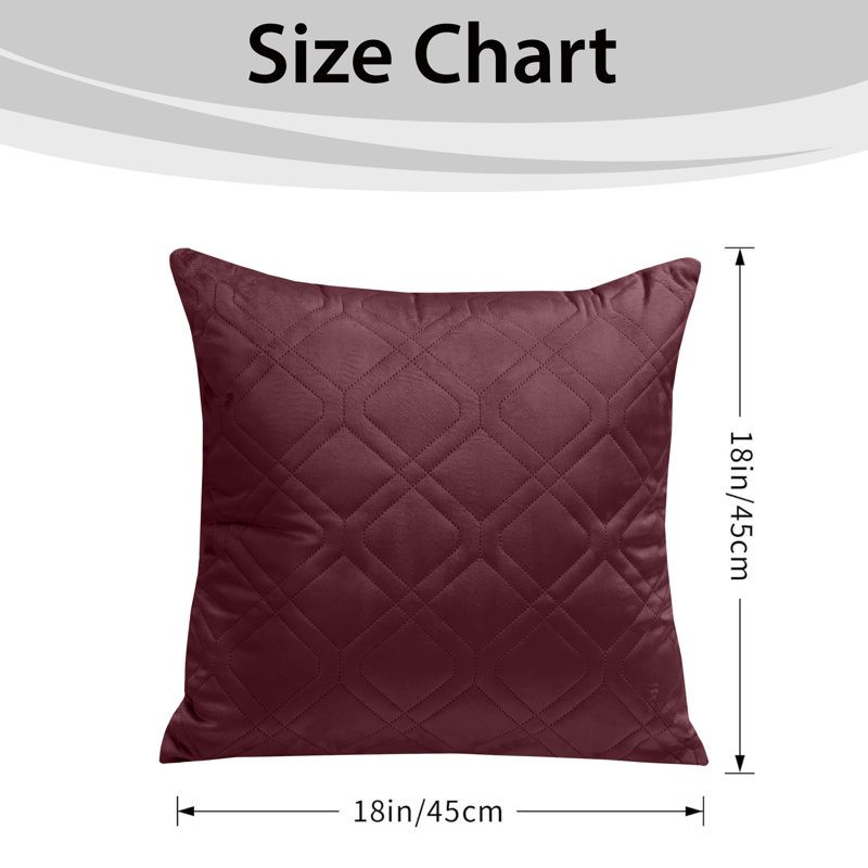 Aspire Homeware Diamond-Pattern Square Velvet Cushion Cover, Burgundy, Pack of 2