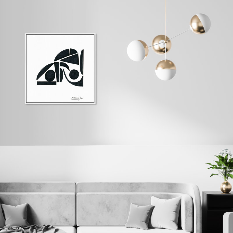 «Black and White Modern» par Joss & Main - reproduction de cadre flottant sur toile, H 21 po x l 21 po, Blanc