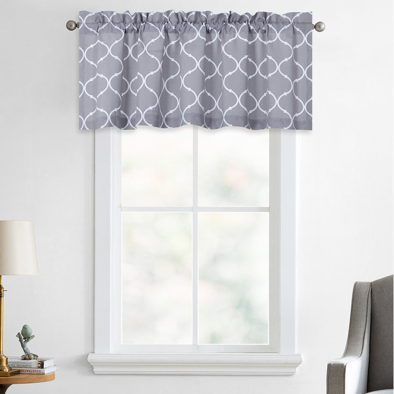 Kacey Cotton Blend Geometric Window Valance, Maison Gray