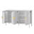 Storage Cabinet With Adjustable Shelves, 4-Door Sideboard With Storage Racks And Side Hooks, Wooden Cabinet With Aluminum Handles For Living Room, Dining Room-447724319