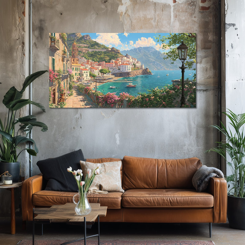  Art mural sur toile, art italien méditerranéen, Italie, H 24 po x l 48 po
