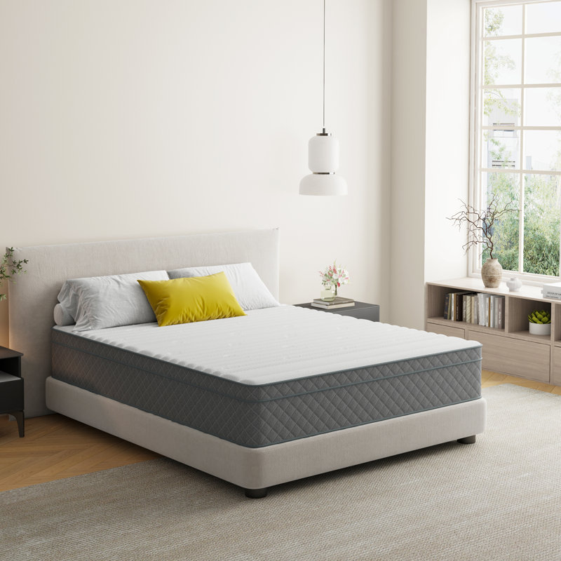 Matelas hybride à ressorts ensachés moyens 10 po / 12 po dans une boîte avec mousse certifiée CertiPUR-US, 10 po ferme