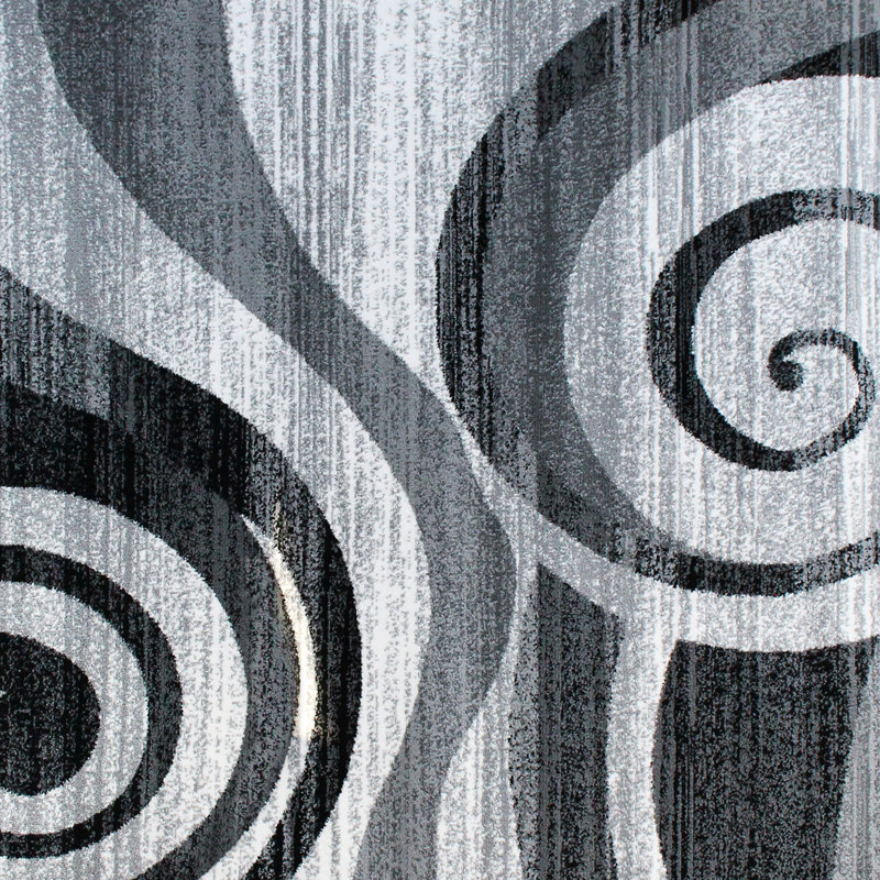 Aliodija Modern Swirl Design Olefin Area Rug, Runner 2'4" x 11'