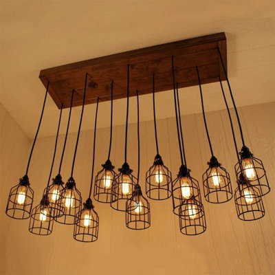 Ensemble de 4 protège-lampes industriels en métal - cage suspendue tambour vintage pour décor de maison de campagne et de loft