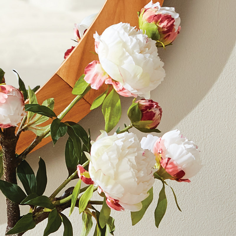 Pivoine Realistic Faux Peony Branch 25 in. in Cream, Cream
