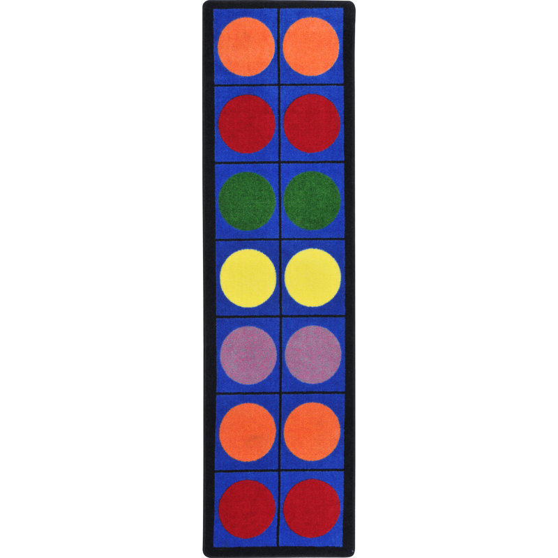 Polka Dots Machine Woven Nylon Rug, Runner 2'1" x 7'8"