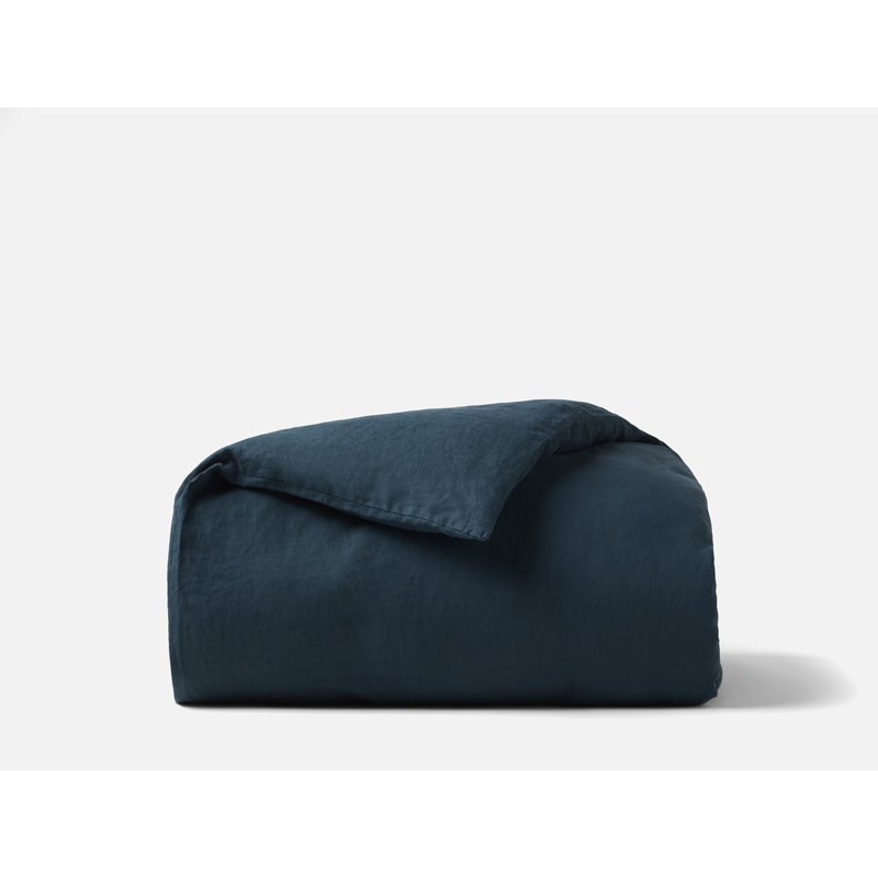 Coyuchi Organic Relaxed Linen Duvet Cover, Full/Queen Duvet Cover, Midnight Indigo