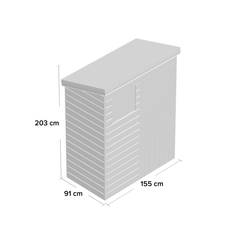 6 Ft. W x 6 Ft. D Shiplap Pent Wooden Shed, 5ft. x 3ft.
