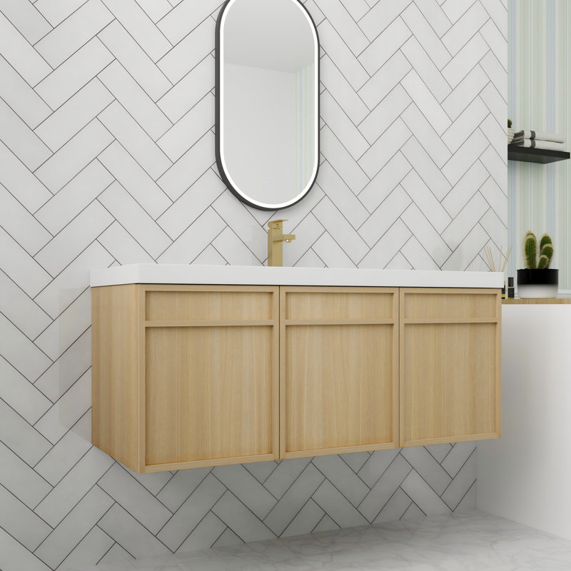 Meuble-lavabo flottant en résine avec porte à fermeture en douceur de 48 po, 47"