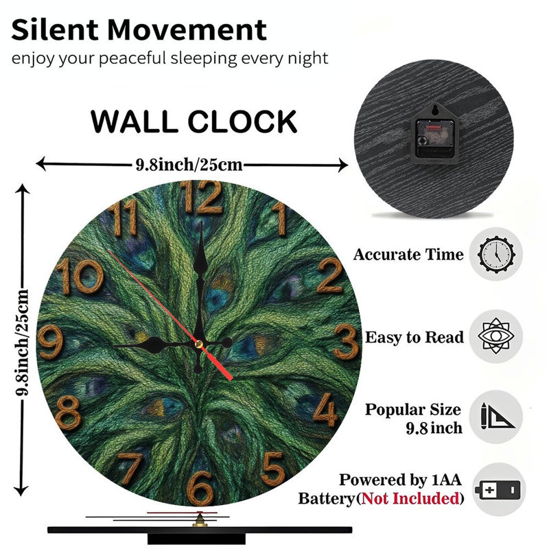 Horloge sur les plumes de paon