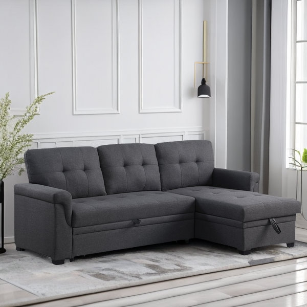 Latitude Run® Constina Upholstered Sleeper Sectional Sofa with Storage ...