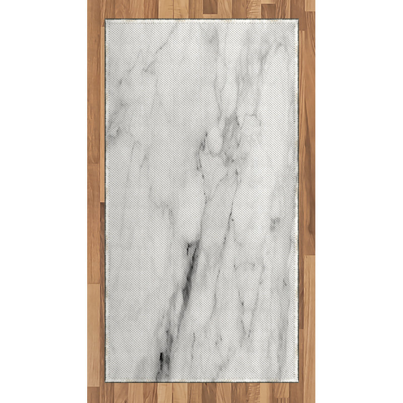Marble Print High Density Long Fiber Poly Threads Decorative Area Rug Carpet, Rectangle 2'7" x 5'