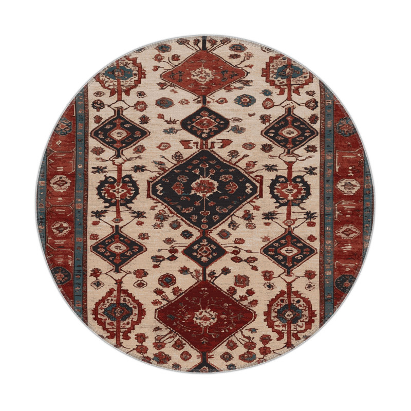 Tapis turc intérieur et extérieur brun, Rond 5 pi
