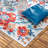 TOWN & COUNTRY EVERYDAY Hibiscus Bloom Modern Floral Outdoor Rug Ivory/Red/Blue-97549324