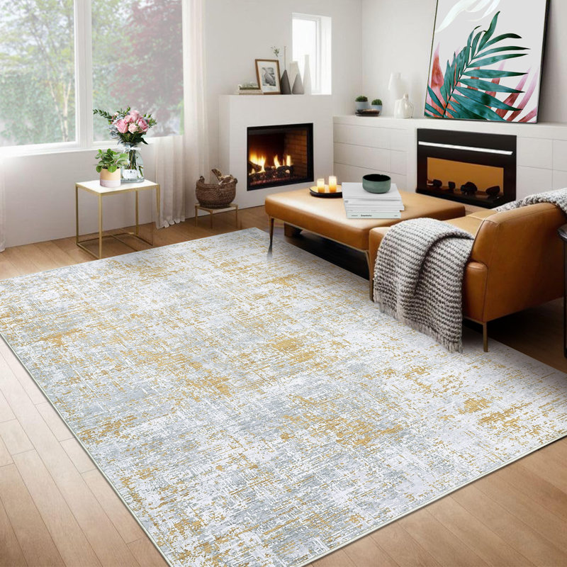 Malahkai Washable Abstract Indoor Rug, Rectangle 9' x 12'