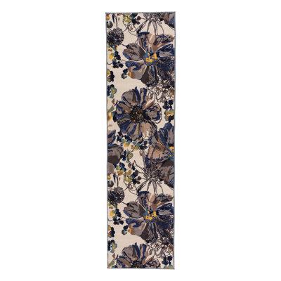 Dichiera Floral Brown/Navy/Cream Area Rug