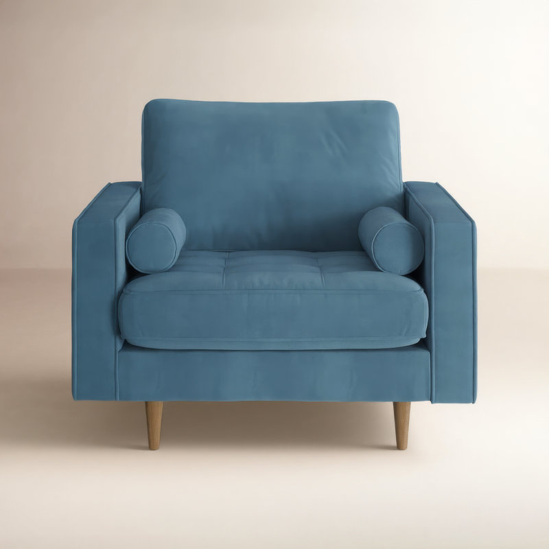 Pritchett Upholstered Armchair, Ocean Performance Velvet