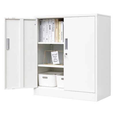 Metal Locking Cabinet With 2 Doors And 2 Adjustable Shelves,Office Steel Storage Cabinet For Office by Ivy Bronx