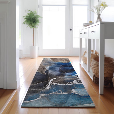 Premium Machine Washable Cerrito AMF503 Navy Rug