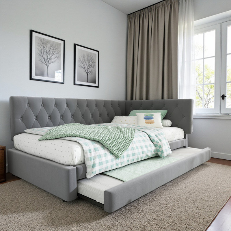 Upholstered Velvet Daybed, Grey