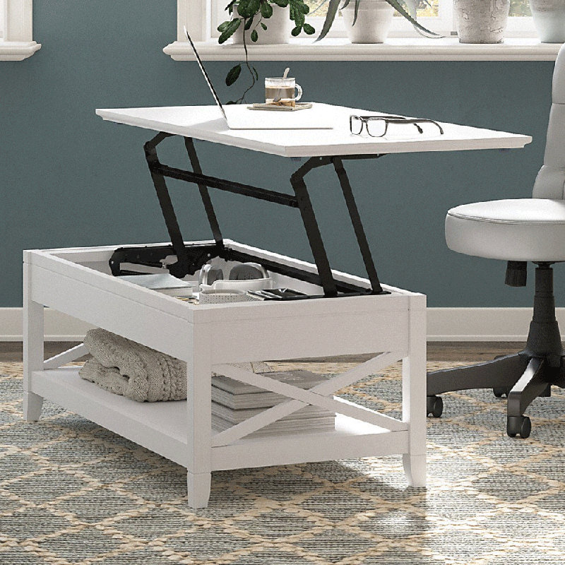 Table basse à plateau relevable avec rangement dissimulé