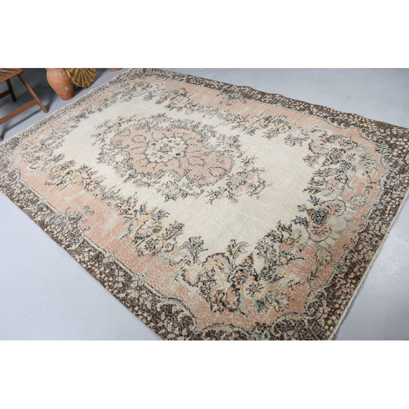 Tapis turc vintage fait à la main avec motif floral pour salon bohémien