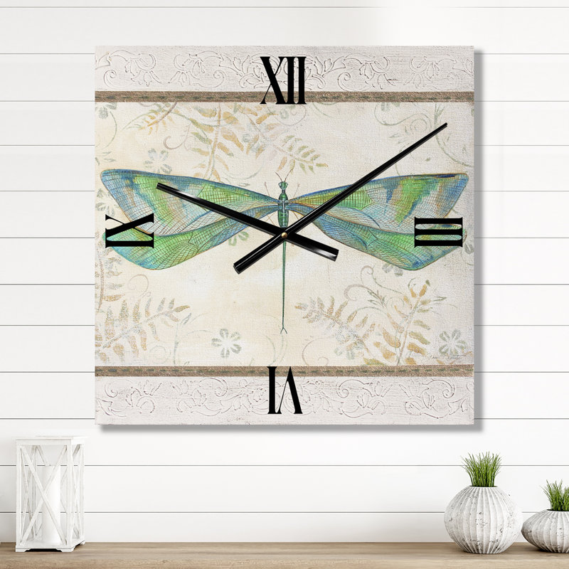Horloge murale 3 panneaux Summer Dragonfly, Très grand