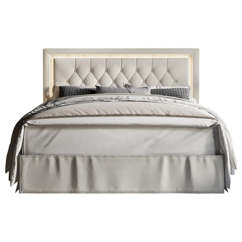Epworth Upholstered Platform Bed, Warm Gray, King