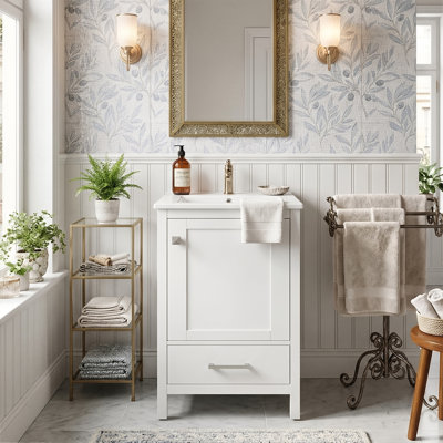 20-Inch Compact Modern Bathroom Vanity With Sink, Single Vanity With Solid Wood Frame, Soft-Close Doors