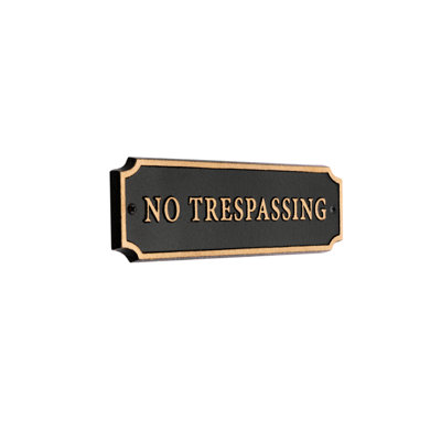 Door Statement Cut Corner Plaque - No Trespassing