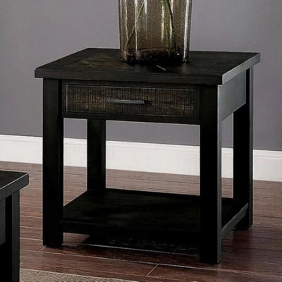 Jorveth 24 In. Dark Oak Rectangular Wood End Table With Open Bottom Shelf