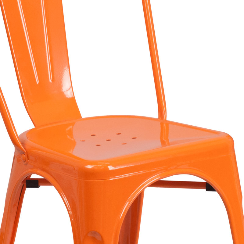 Commercial GradeMetal Indoor-Outdoor Stackable Chair, Orange