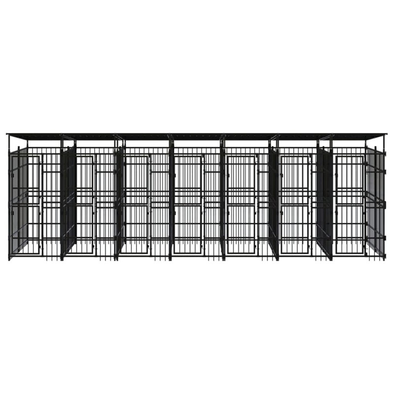 Chenil pour chien en acier thermolaqué noir 139,9 pi² Vidaxl